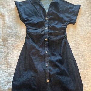 ZARA Button-Front Denim Midi Dress – Size L
